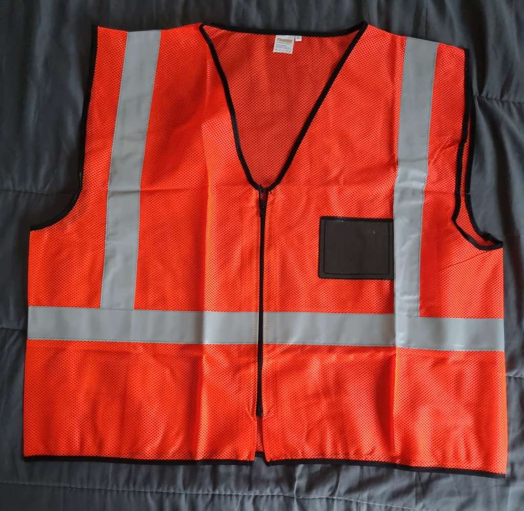 Protective Gear Reflective vest with zipper and PVC ID pouch for sale